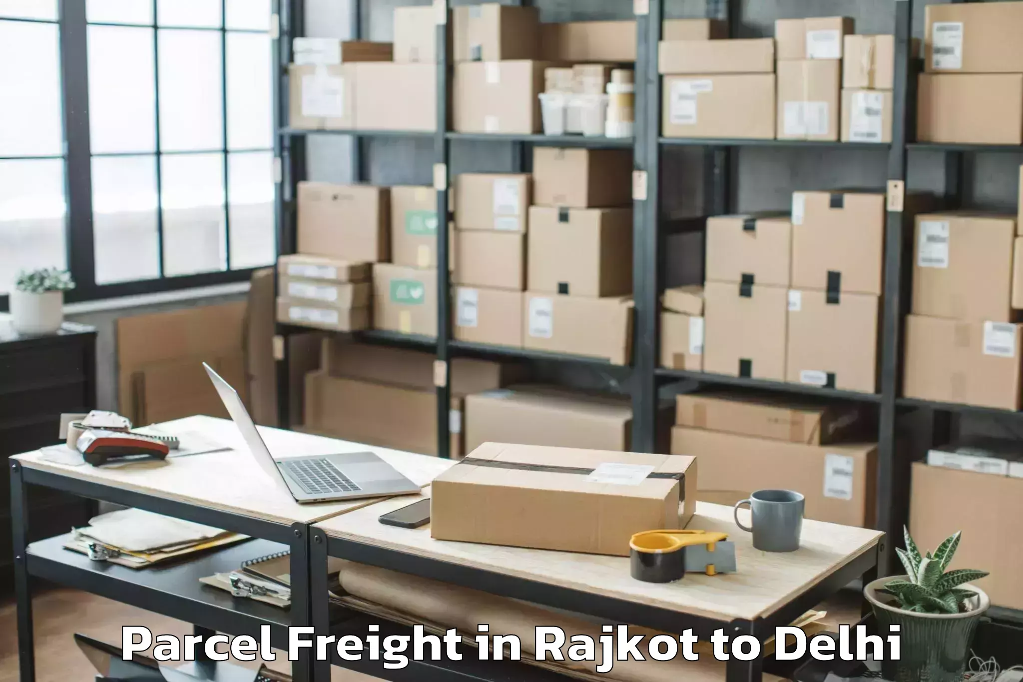 Hassle-Free Rajkot to Rajouri Garden Parcel Freight